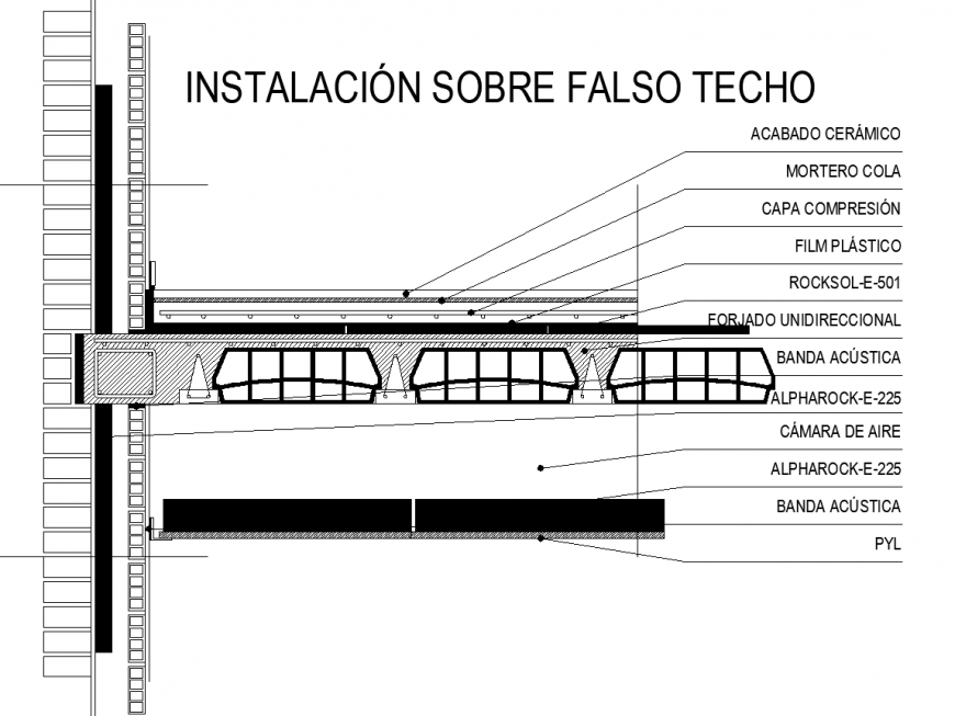 Ceiling drawing section drawing in dwg file.