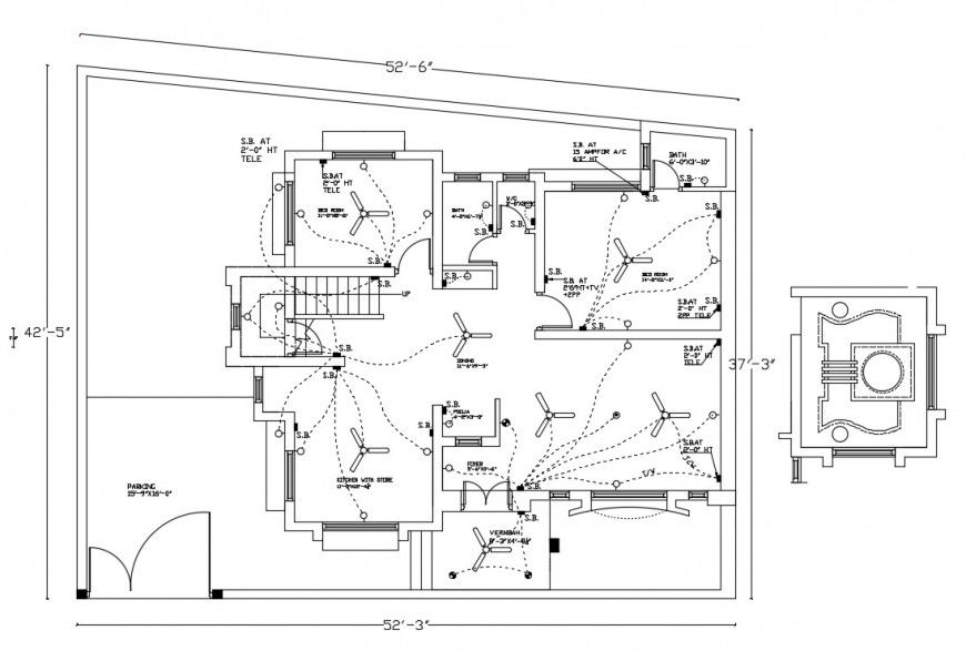 Ceiling electrical installation layout plan cad drawing details dwg file