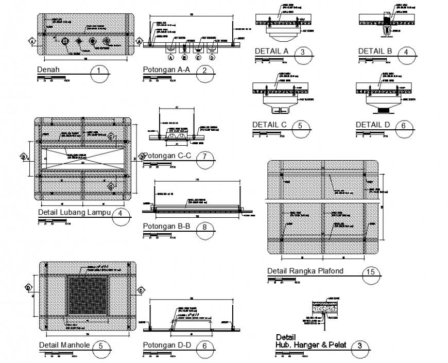 Ceiling frame detail drawing in dwg file.
