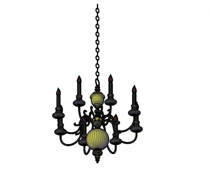 Ceiling hanging light detail 3d model CAD blocks layout autocad file
