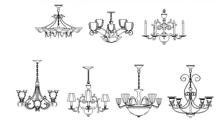 Ceiling hanging lights blocks detail drawing in autocad
