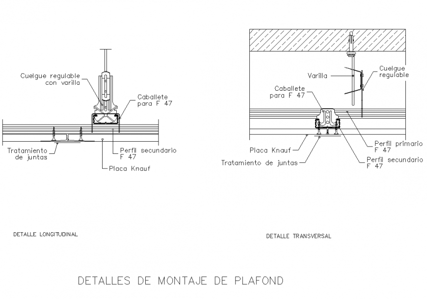 Ceiling light assembly section detail dwg file