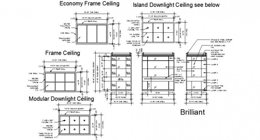 Ceiling light detail 2d view layout file in autocad format