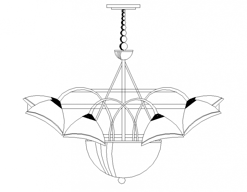 Ceiling light detail elevation 2d view autocad file