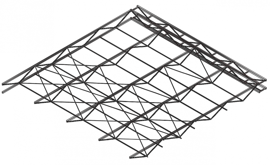 Ceiling of house with metallic structure details dwg file