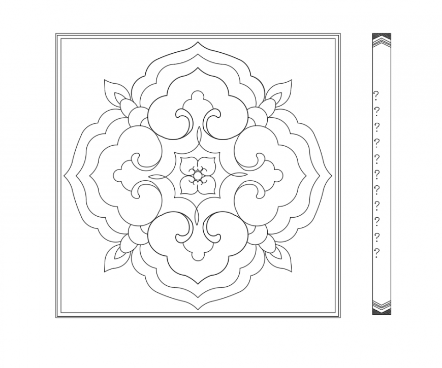Ceiling painting pattern cad front view cad block details dwg file