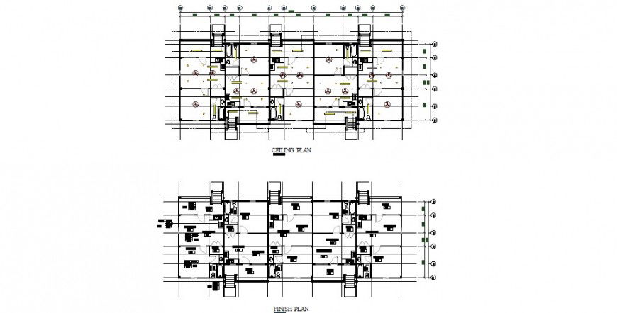 Ceiling plan and finish plan of single story apartment cad drawing details dwg file