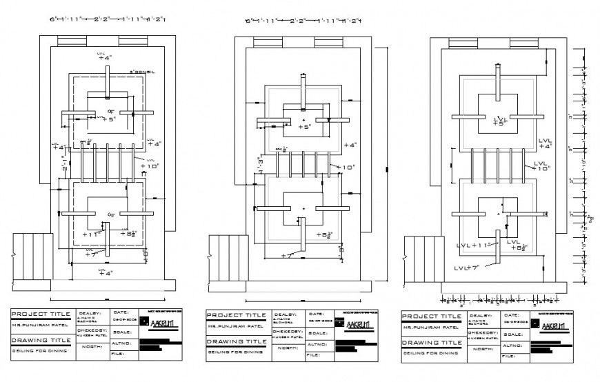 Ceiling plan and interior details for dining area cad drawing details dwg file