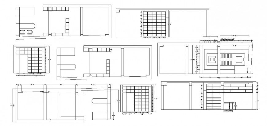 Ceiling plan details of all areas of one family house dwg file