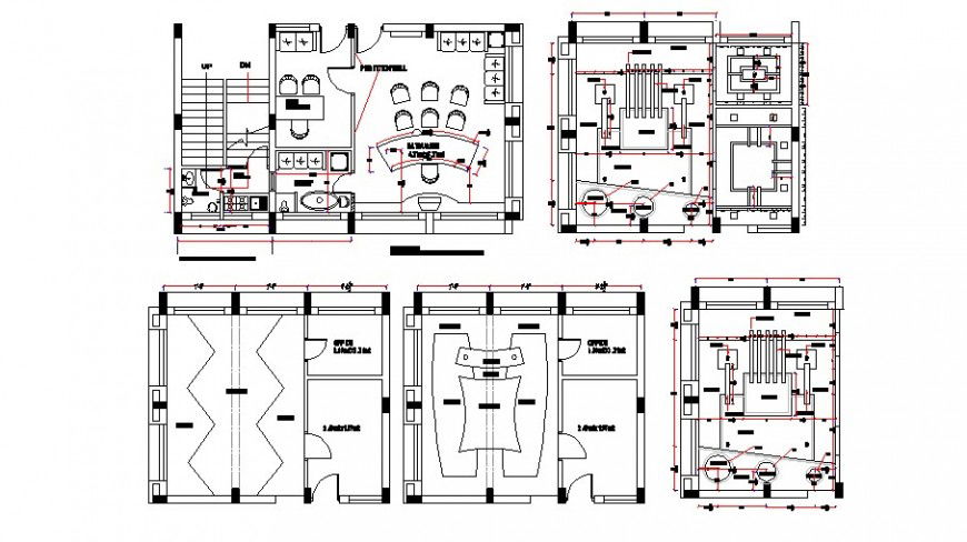 Ceiling plans and design blocks for house area dwg file