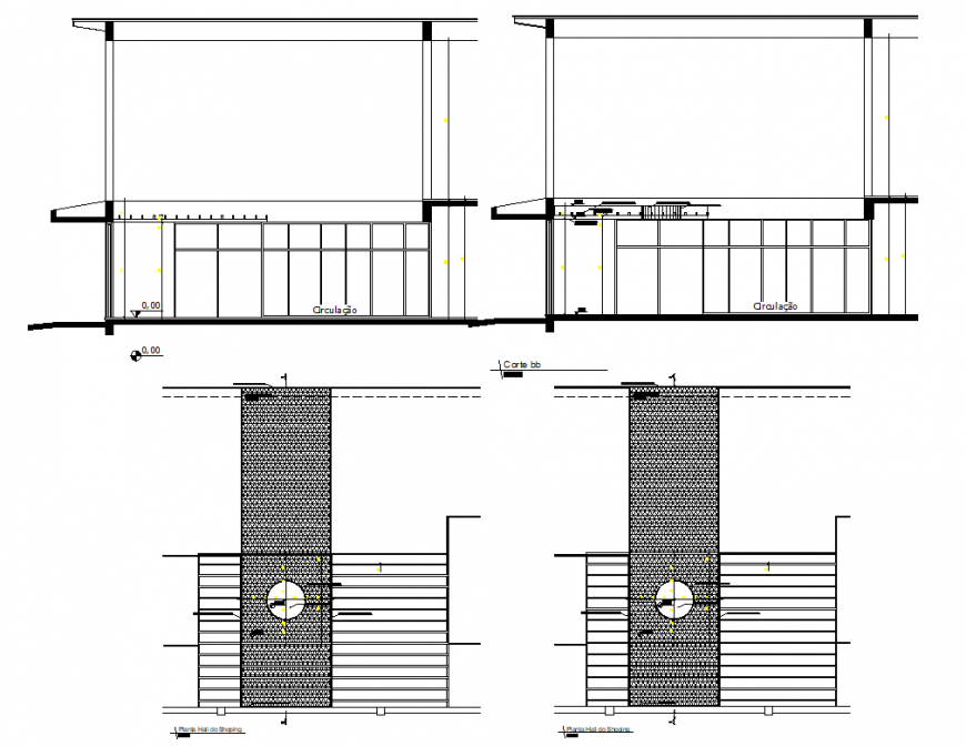 Ceiling plaster for commercial centre plan and section autocad file