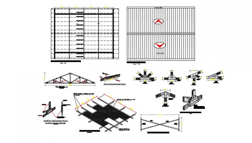 Ceiling sectional detail of a school dwg file