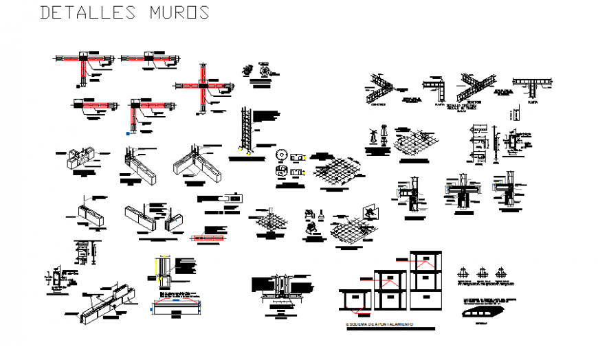 Cement concrete block joinery and structure drawing in dwg file.