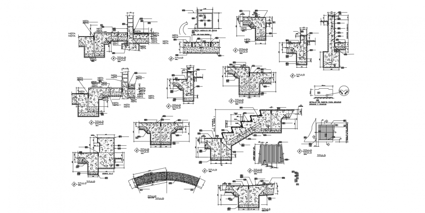 Cement walk ways entrance patio garden with plan and sectional view dwg file