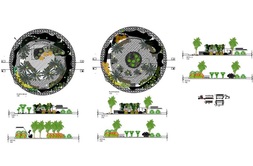 Center garden gate elevation and landscaping structure cad drawing details dwg file