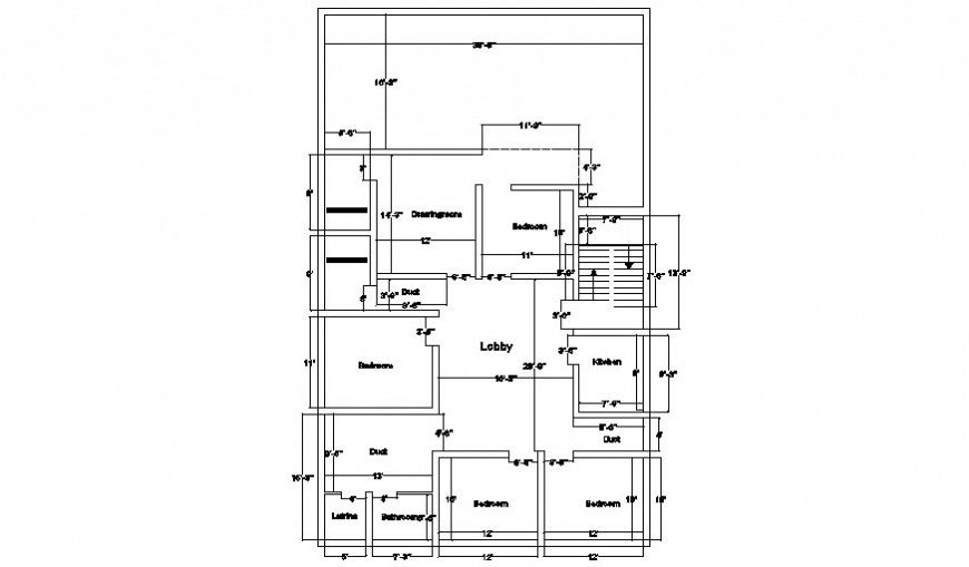 Center line plan drawings details of housing apartment 2d view dwg file