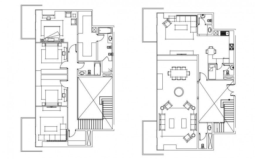 Center line plan of house drawing details in autocad software