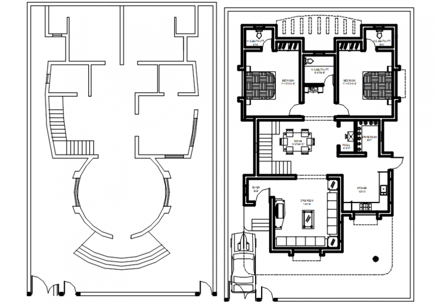 Centerline plan of house CAD drawings 2d view autocad software file