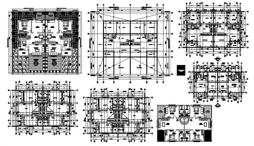 Centerline plan of housing apartments drawings 2d view autocad software file