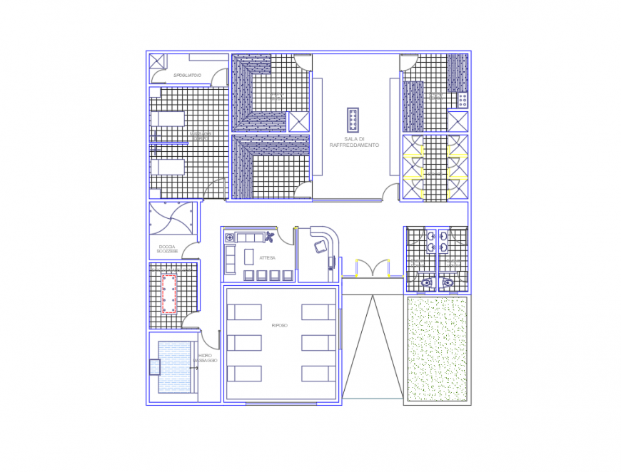 Central health clinic layout plan cad drawing details dwg file