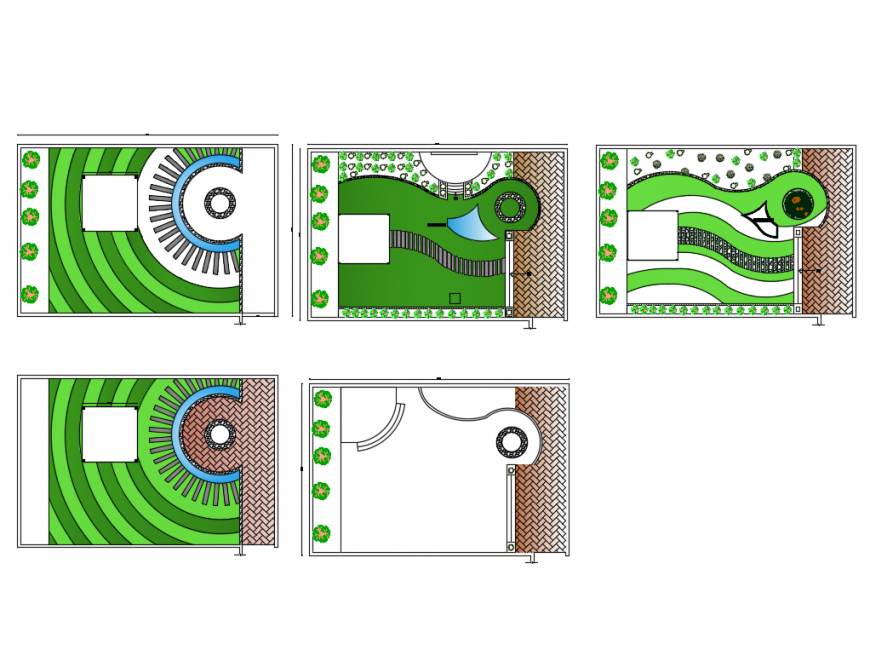 Central kinder garden landscaping structure details dwg file