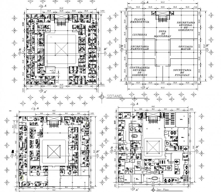 Centre line commercial building plan dwg file