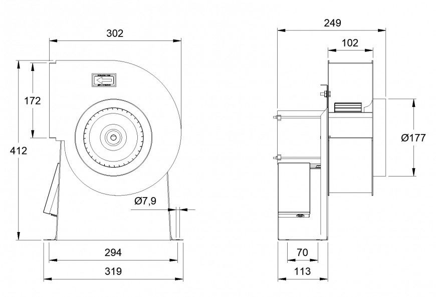 Centrifugal Extractor Fan plan dwg file