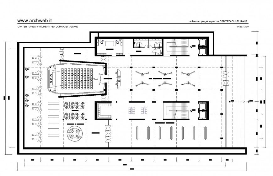 Centro cultural planning detail dwg file