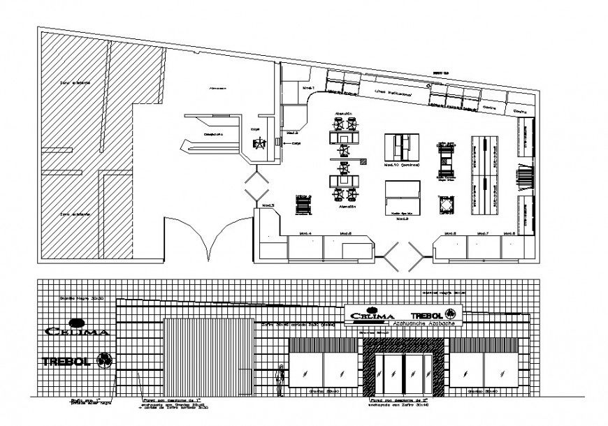 Ceramic Store Elevation and Floor Plan DWG for AutoCAD Layouts