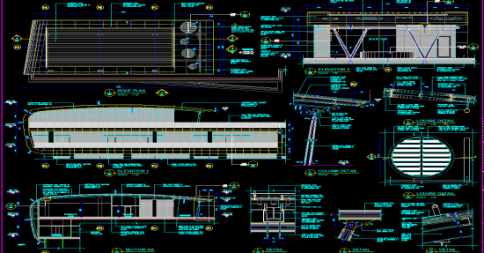 Health Club AutoCAD DWG Plan with 2D Sections and Detailed Elevations