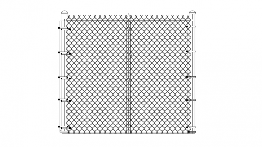 Chain link fence elevation drawing details dwg file