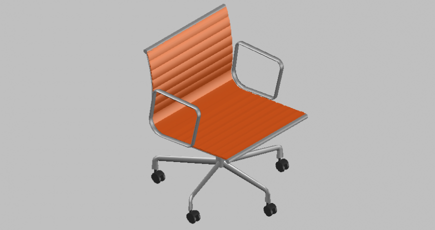 Chair design with arm and base wheel detail in 3d dwg file