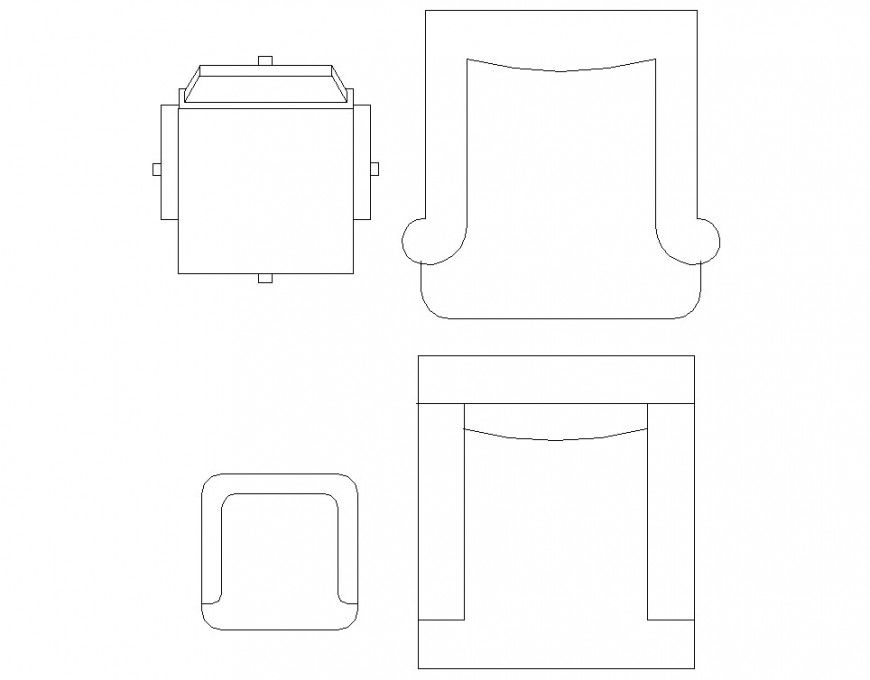 Chair detail 2d view CAD furniture block layout autocad file