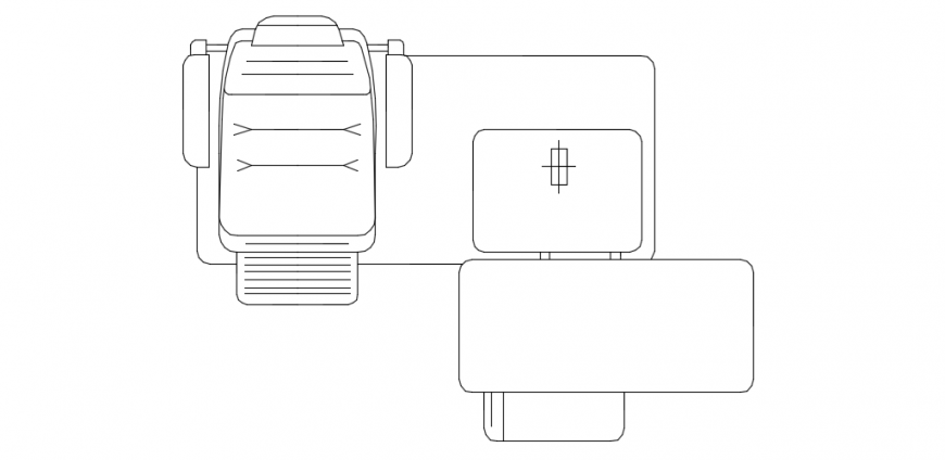 Chair top view model detail with slider table design 2d dwg file