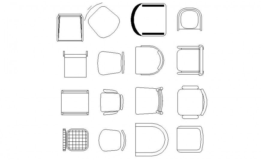 Chair units detail elevation drawing in autocad
