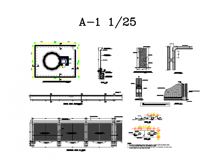 Chamber detail elevation and plan layout 2d view autocad file