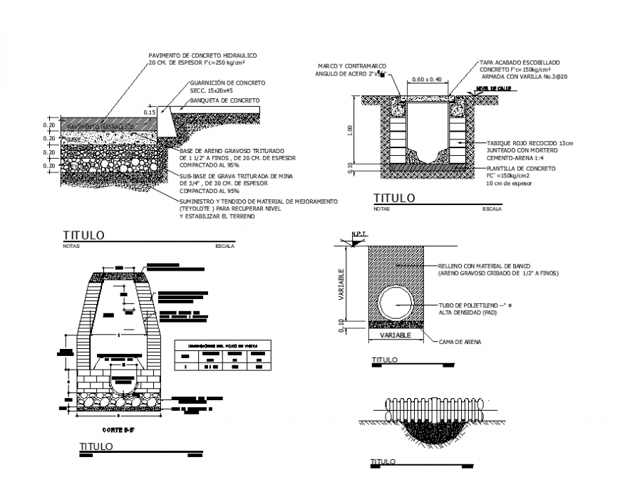 Chamber structure detail section and plan 2d view layout file