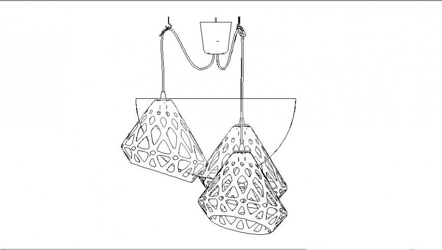 Chandelier light detail 2d view CAD block layout file in autocad format