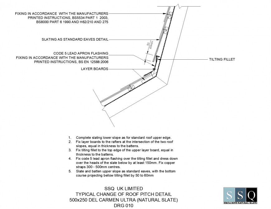 Change of roof pitch detail dwg file