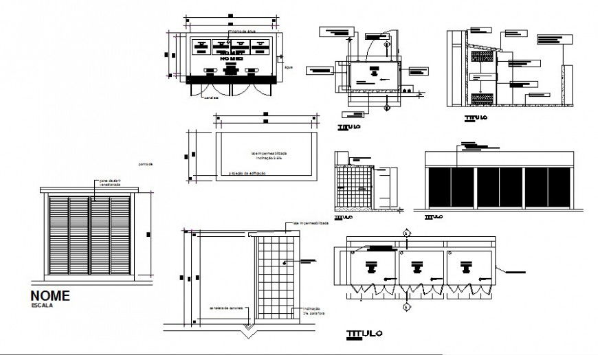 Changing and shower room detail drawing in AutoCAD file.