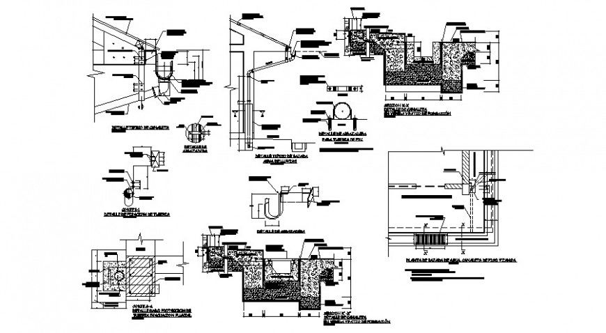 Channel elevation and concrete view detail in auto cad