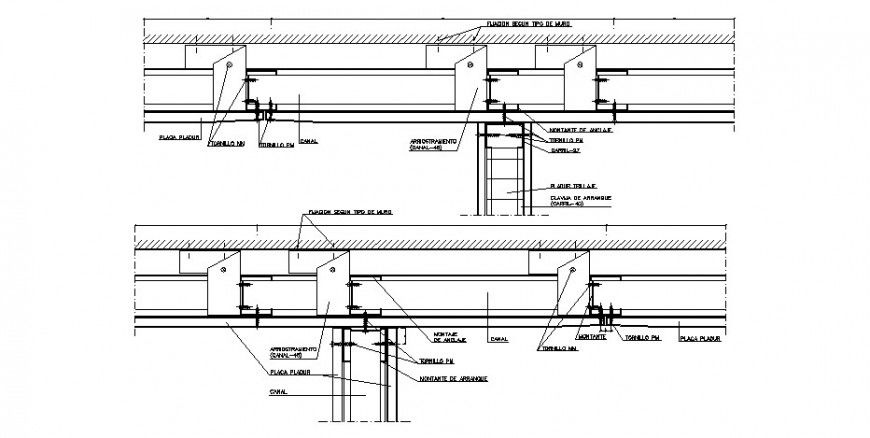Channel with screw view joint structure in AutoCAD file