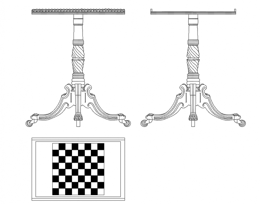 Chase game table elevations cad blocks details dwg file
