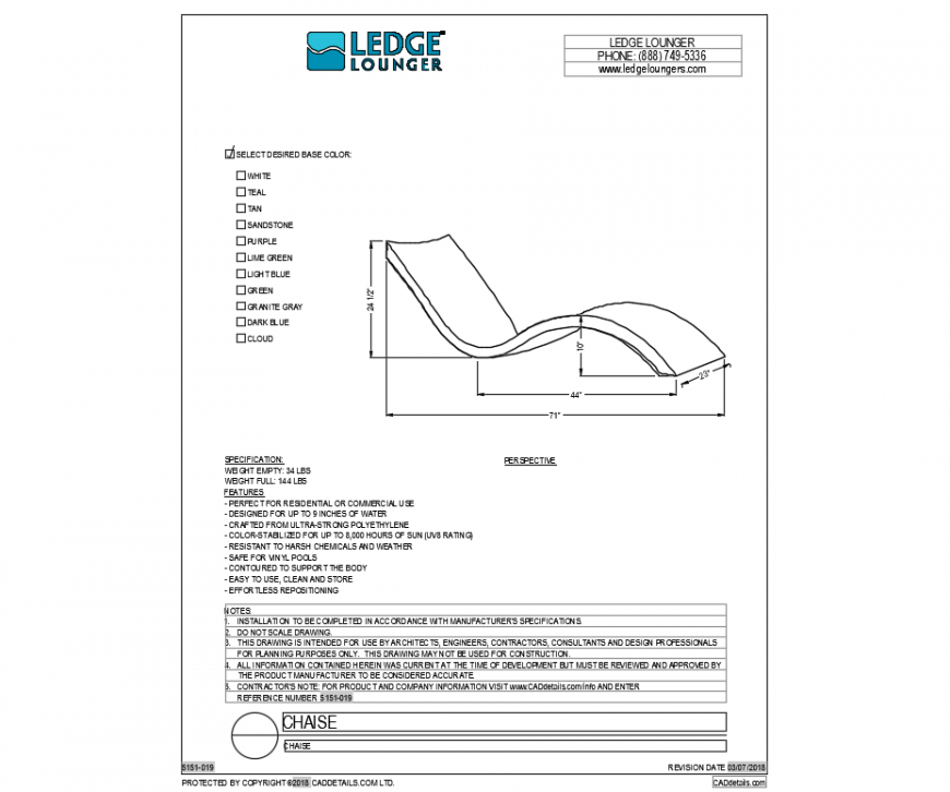 Chase garden desk side view design cad block dwg file
