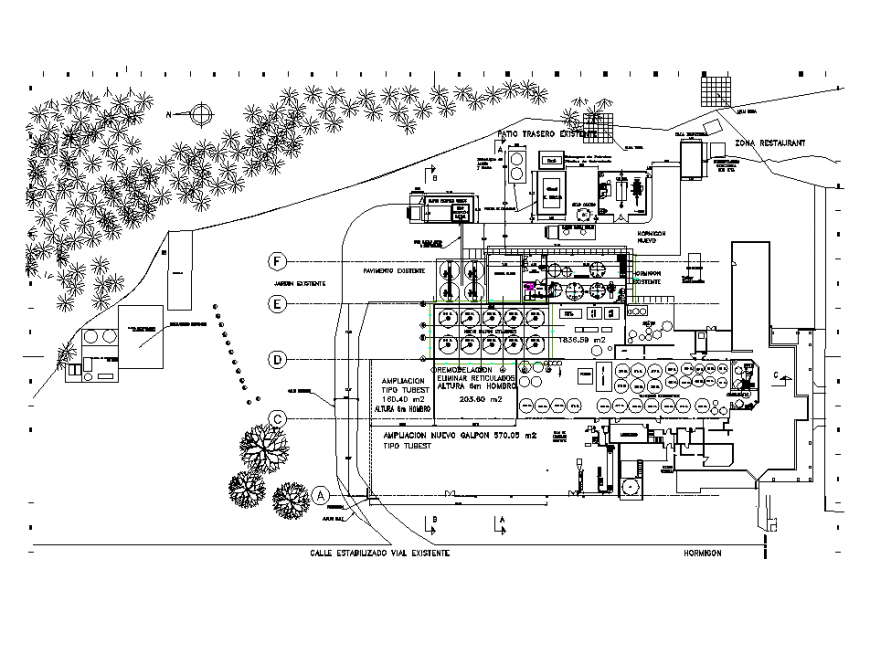 Chemical plant factory detail plan view and elevation layout file