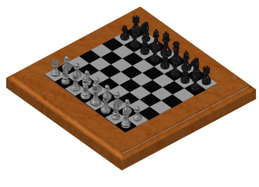 Chess Board detail 3d model layout file in dwg format