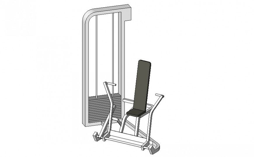 Chest press machinery units of gym block Revit file