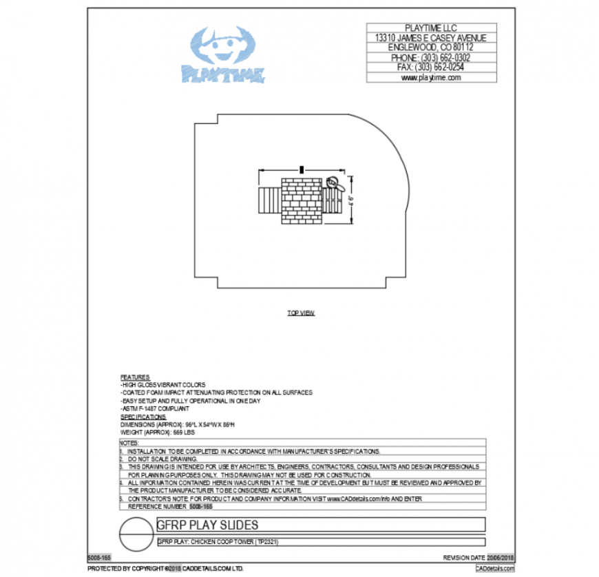 Chicken coop wooden tower of garden dwg file