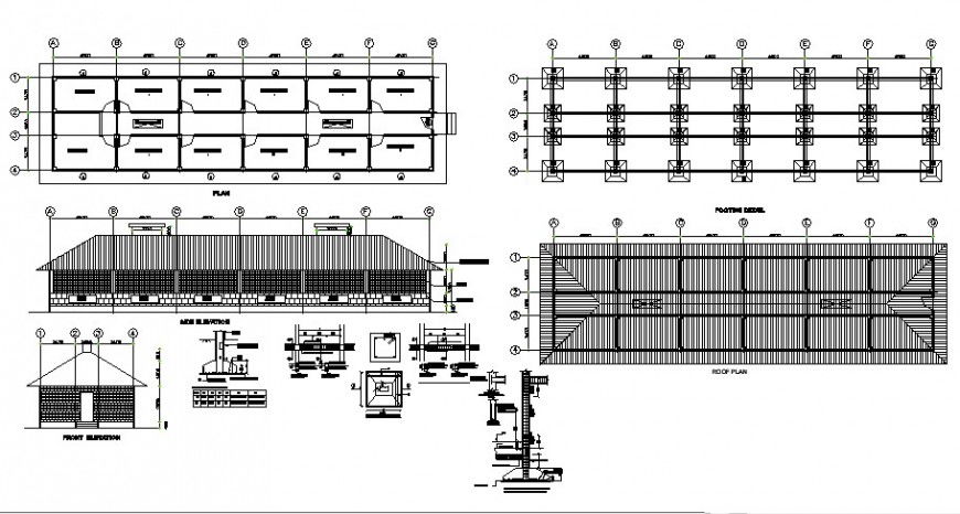 Chicken shade column construction plan and elevation in auto cad