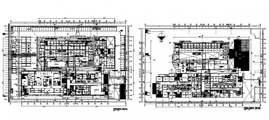 Chiclayo hospital first and second floor distribution plan cad drawing details dwg file